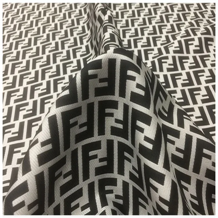 

145cm Width Letter Print Polyester Brocade Jacquard Fabric for Woman Autumn Winter Dress Skirt Coat Sewing-BF010