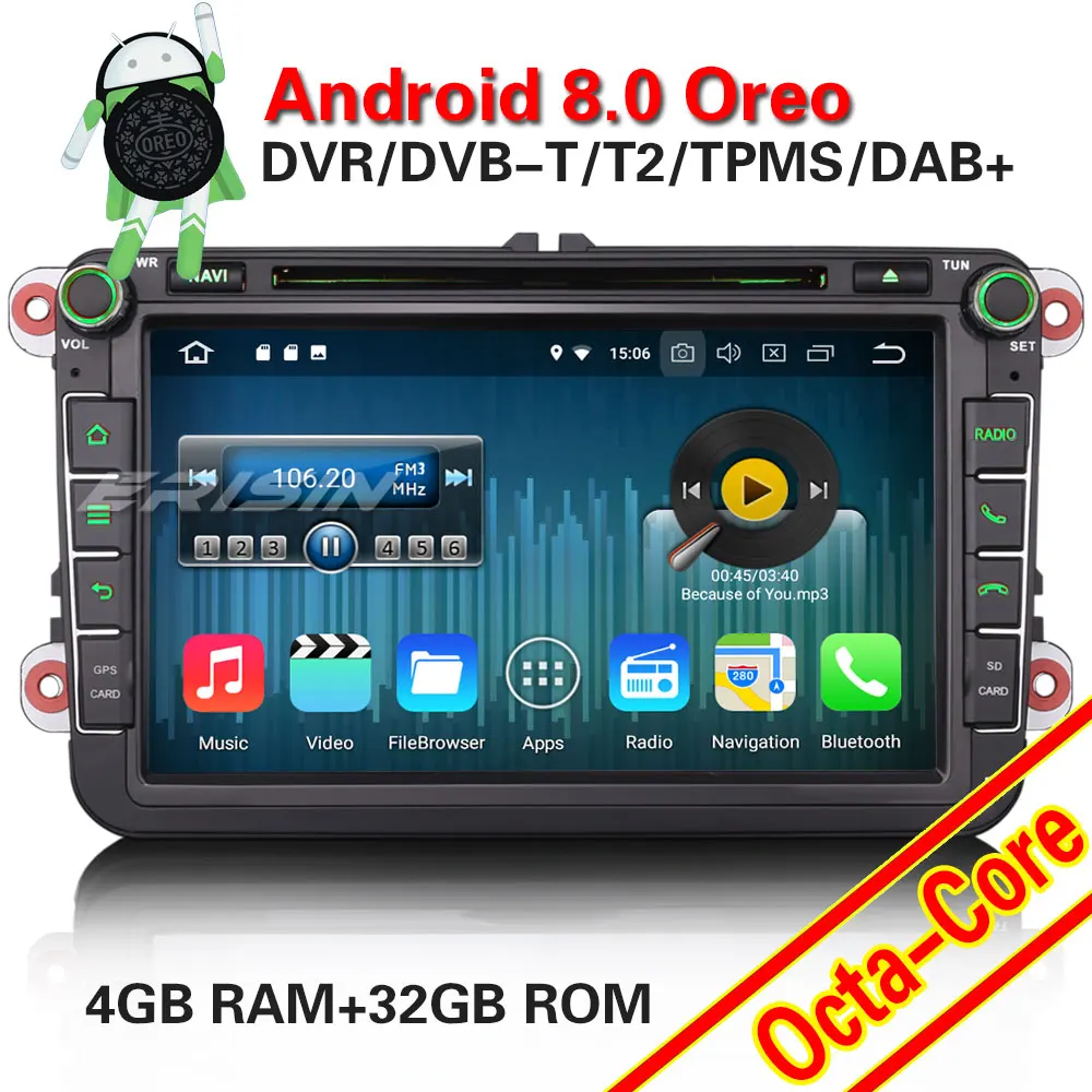Sale Erisin ES8805V 8" Android 8.0 Octa core 4G RAM Car DVD GPS Radio DVR DAB+ DVD For VW Passat Golf Tiguan Eos Jetta Seat 0 Sale Erisin ES8805V 8" Android 8.0 Octa core 4G RAM Car DVD GPS Radio DVR DAB+ DVD For VW Passat Golf Tiguan Eos Jetta Seat 0