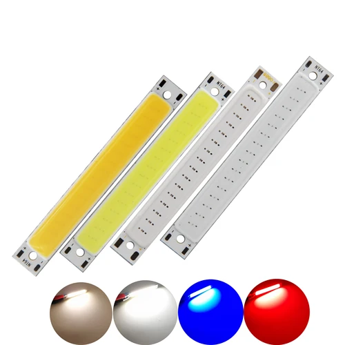 뜨거운 판매 3 v 3.7 v dc 60mm 8mm led cob 스트립 1.5 w 3 w 따뜻한 차가운 흰색 파란색 빨간색 cob led 광원 diy 자전거 작업 램프 2