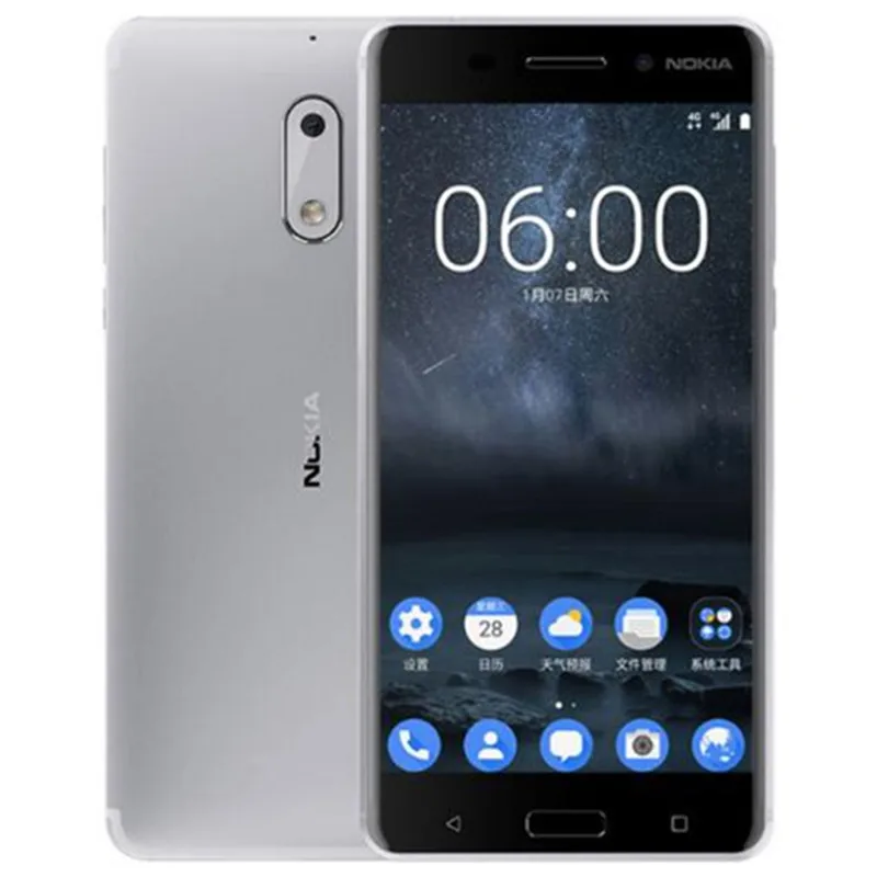 Nokia 6 Android 7,0 смартфон Nougat Wi-Fi 5,5 ''4 Гб ОЗУ 64 Гб ПЗУ отпечаток пальца две sim-карты Многоязычная поддержка - Цвет: Silver color