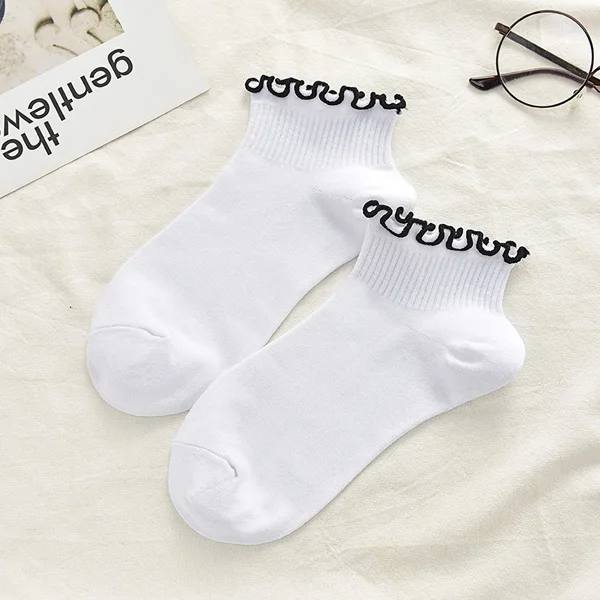 ARMKIN/1 пара, повседневные женские носки в Корейском стиле кружевные гетры с милым узором в горошек и в виде сердца хлопковые милые носки для девочек - Цвет: SMT-100-2