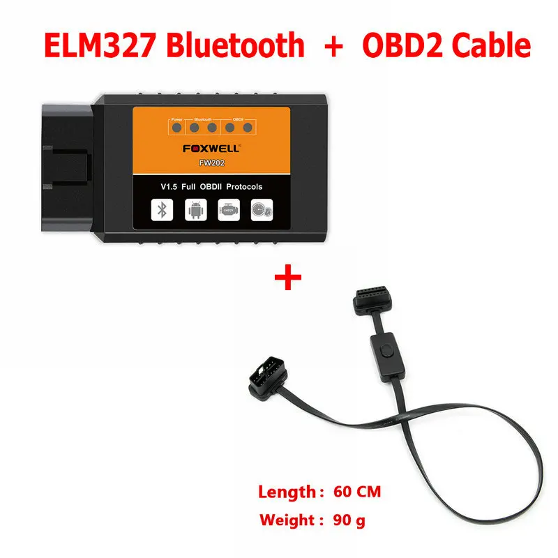 Foxwell elm327 OBD2 Bluetooth сканер Elm 327 в 1,5 OBDII адаптер считыватель кодов Авто диагностический сканер для автомобиля OBD 2 elm327 V1.5