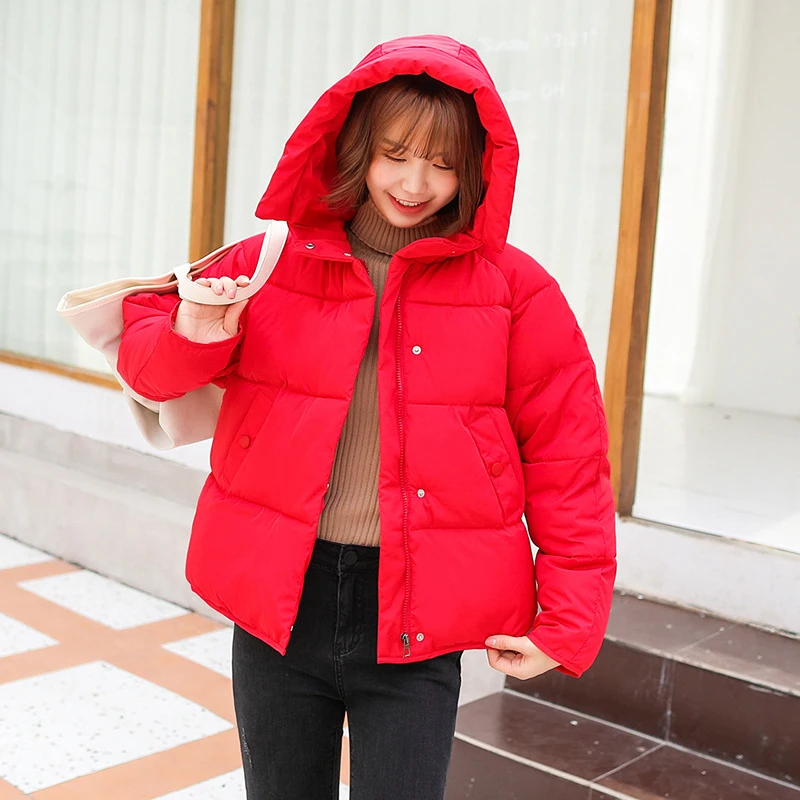 Hot Sale Winter Cotton Jacket Female Thicken Snow Lichens New Harajuku Short Sweet Down Cotton Coat Women Warm Loose Parkas