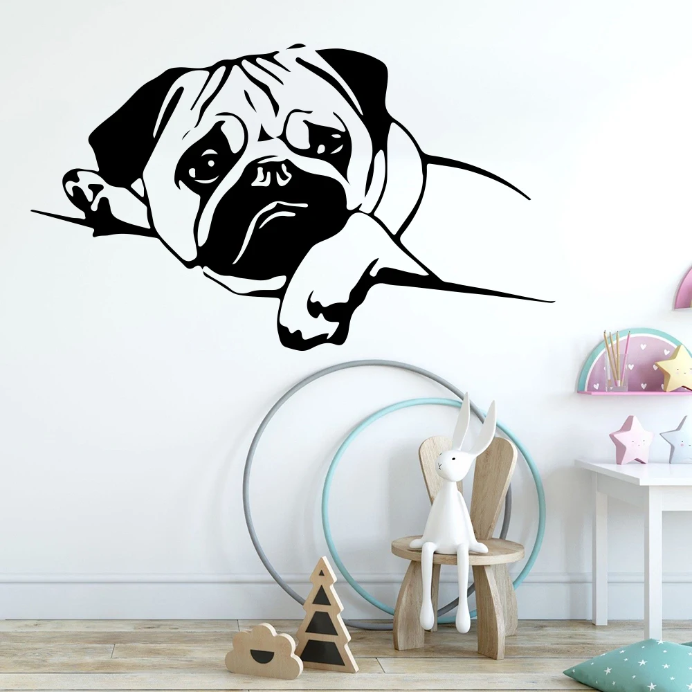 Cartoon Pug Dog Pet Wall Sticker Nursery Kids Room Bedroom Puppy Bulldog Animal Wall Decal Living Room Vinyl Decor (3)