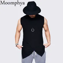 Moomphya, Мужская футболка без рукавов, удлиненная футболка с перекрещивающимися краями, Мужская Уличная футболка в стиле хип-хоп, летние топы, camisetas hombre