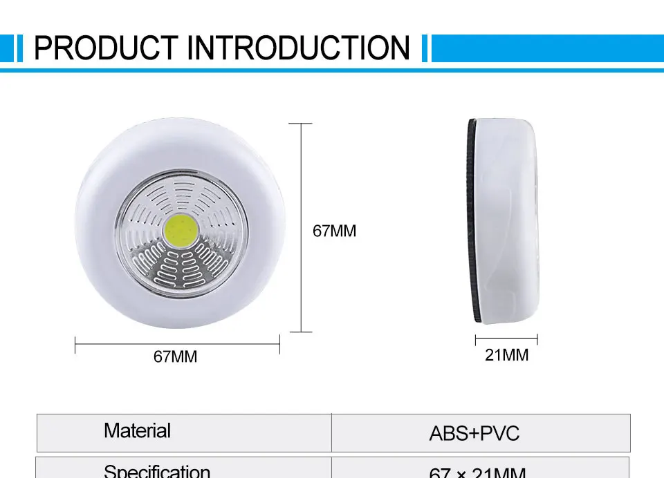 Touch Sensor Push Switch Battery Powered Wireless Wall Lamp (8)