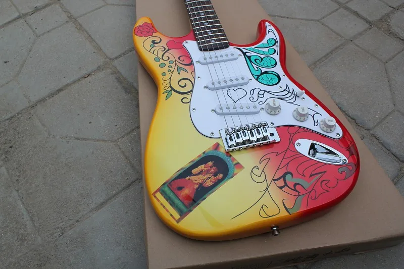 Фабрика магазин цветы ST палисандр гриф 6 строка Гитары Guitarra|guitarra f|electric guitarf guitar |
