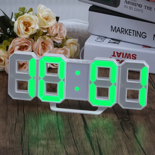Buy 3D LED Wall Clock Modern Digital Alarm Clock