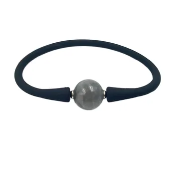 

Natrual Stone Rainbow Labradorite 14mm Rubber Bracelet 8"