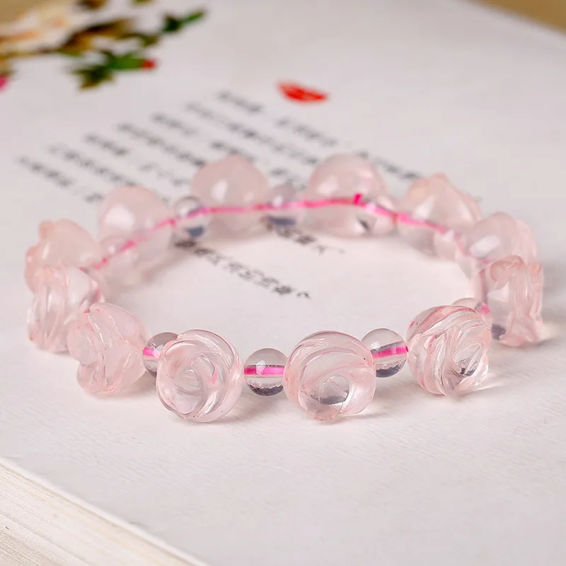 Counter genuine Pink Crystal Bracelet rose shaped female Wang help peach wholesale supply hand string jewelry Made in China | Украшения и