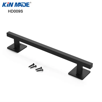 

Kinmade 12"Antique Rustic Handmade Barn Door Handle Black Flush Square Base Handle Pull for Gate Door Cabinet