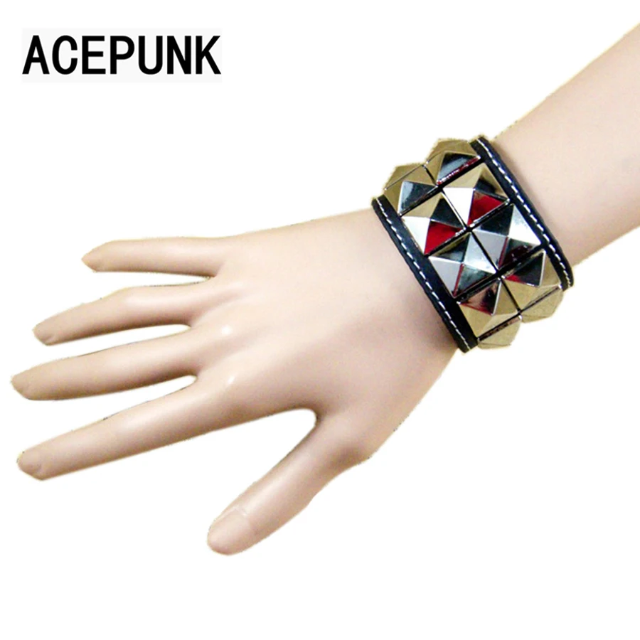 Archibald Double Metal Rivet Bracelets Punk Wristband Leather Bracelet