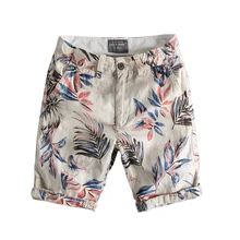 Мужские шорты из чистого льна, летние, повседневные, с принтом, короткие, свободные, тонкие, дышащие, пляжные, Гавайские, для отдыха, большие размеры