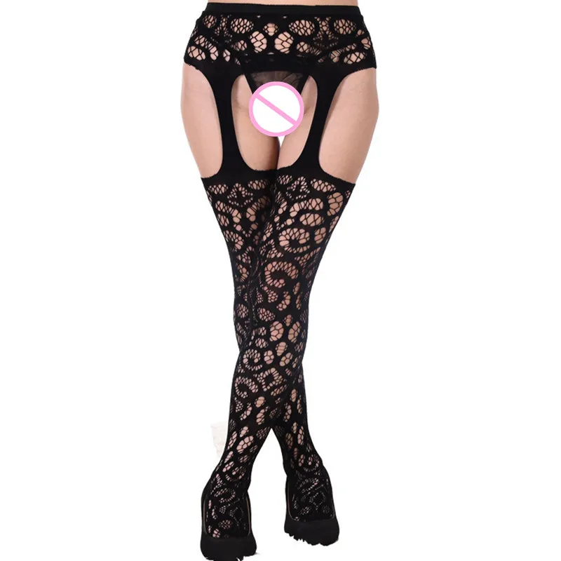 Le donne Donna Nero Mesh Rete Netto Modello Collant Collant Calze Sock