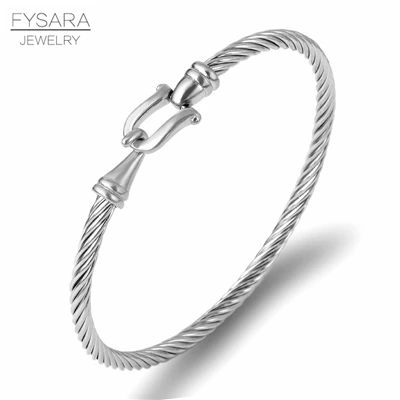 Sliver FYSARA, модные очаровательные браслеты на запястье, браслеты для женщин, золотой цвет 316L, проволока из нержавеющей стали, тонкие браслеты, ювелирные изделия - Окраска металла: Sliver