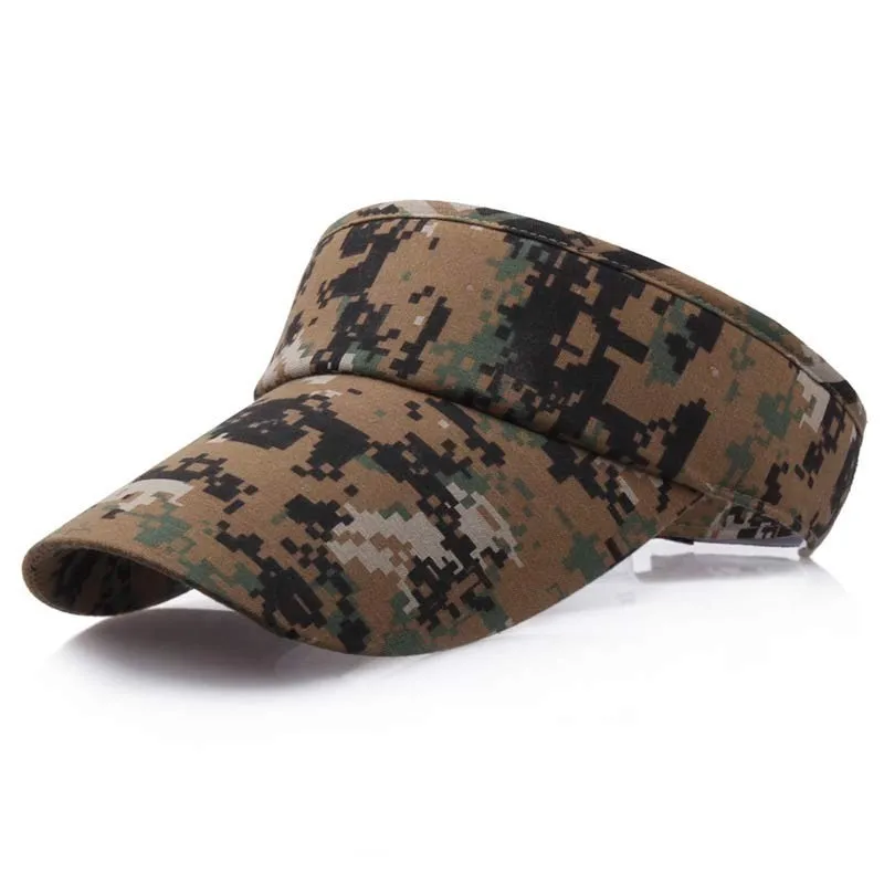 

Mens Printed Digital Camouflage Sun Visor Caps Army Green Climbing Camping Summer Hats