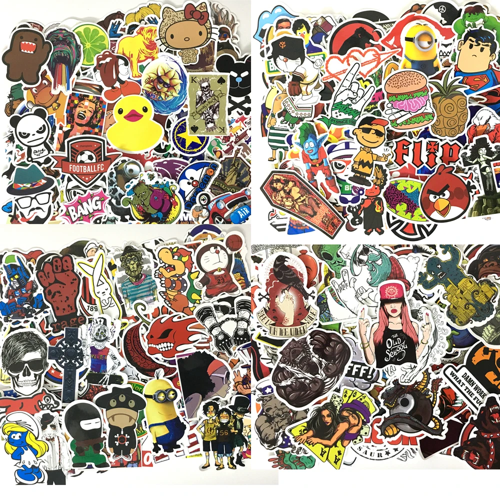 NK 300 Pcs/Lot Mixed Waterproof Funny Stickers For Car Laptop Trunk Skateboard Guitar Bicycle Decal Car-Styling Toy Stickers 14cm 9cm fashion x wing star wars funny vinyl car styling decal car stickers black silver s6 3687