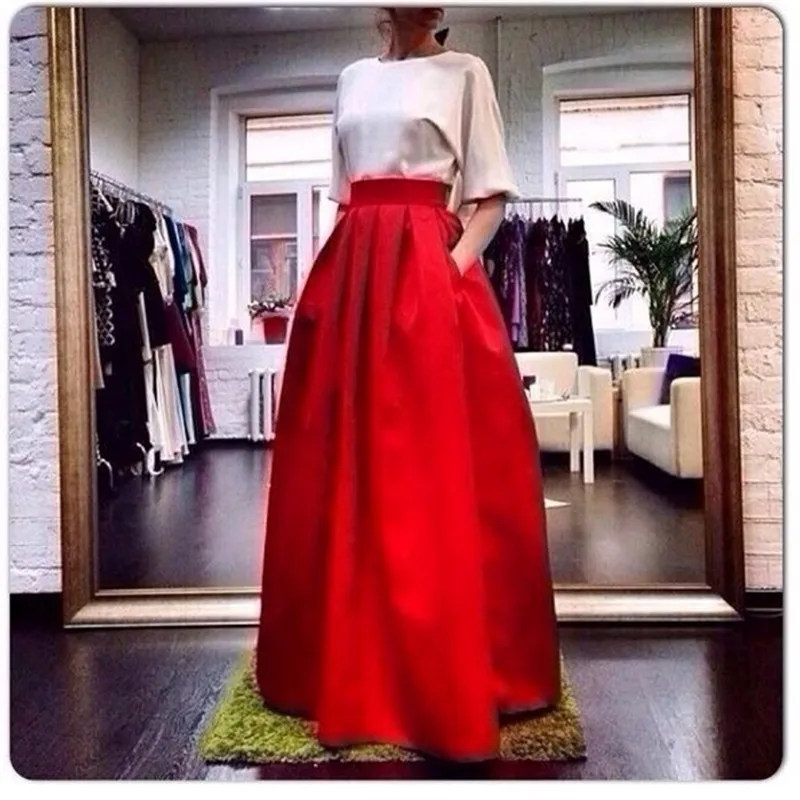 Red Rigid Satin Long Skirts For Women To Party Straight Skirt With Pockets  Zipper Custom Made Female Adult Skirt High Quality - Skirts - AliExpress