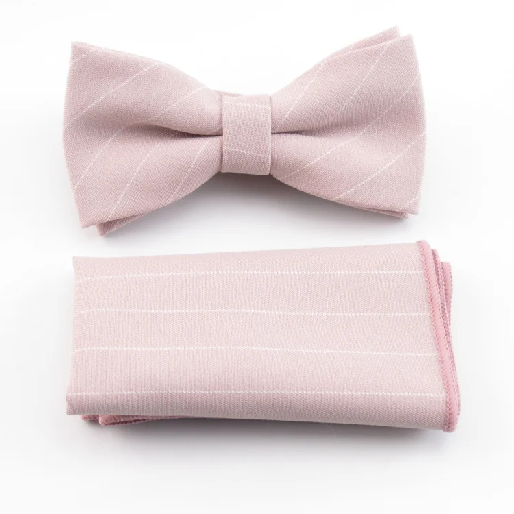 Светильник с розовым галстуком, галстук в белую полоску, мужской бледно-розовый тонкий галстук-бабочка для мужчин, карманный квадратный галстук-бабочка - Цвет: bowtie pocket square