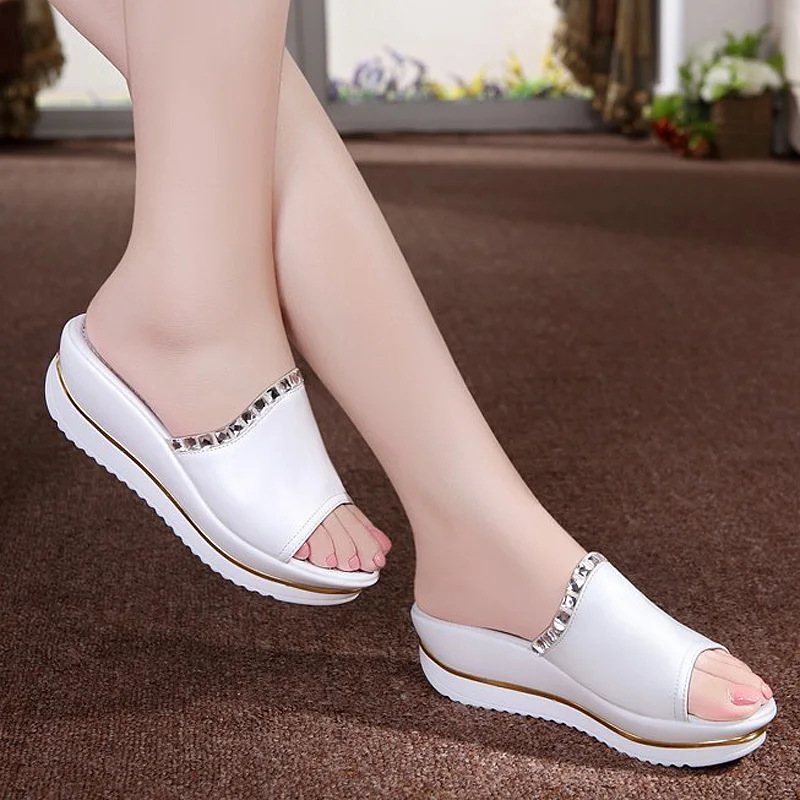 Summer 2018 Girls Diamond Slides Sandals Women Slippers Sandals Wedges Platform Shoes Sandalias ...