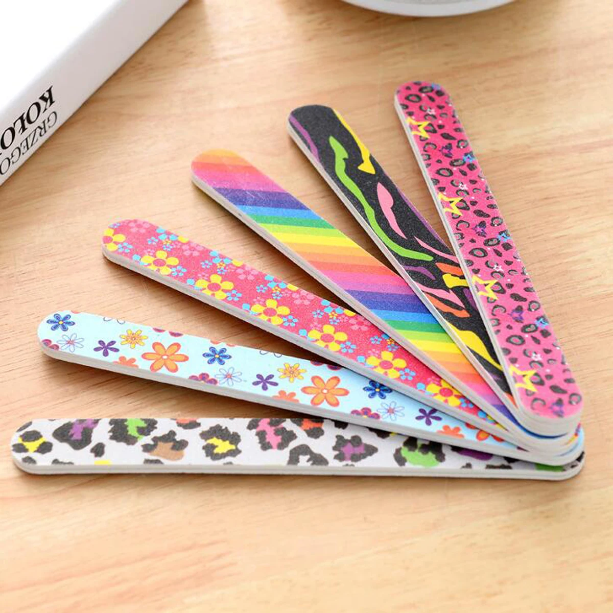 10pcs/pack Fashion Printed Double-sided Nail File Sanding Nail Polishing Grinding Strip Manicure Nail Art Tool Accessories