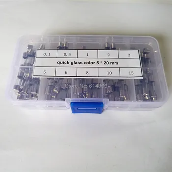 

100PCS Quick Blow Glass Tube Fuse Assortment Kit, 5x20MM, 0.1A 0.5A 1A 2A 3A 5A 6A 8A 10A 15A/250V+ Box 10*10PCS
