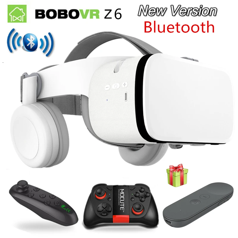 Новейшие Bobo vr Z6 VR очки беспроводные Bluetooth VR очки Android IOS Удаленная реальность VR 3D картонные очки 4,7-6,2 дюймов