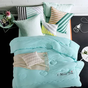 

1 pc Winter comforter washed cotton edredon dream blue Quilted thicken comforter New bedding edredom winter duvet with stuffing