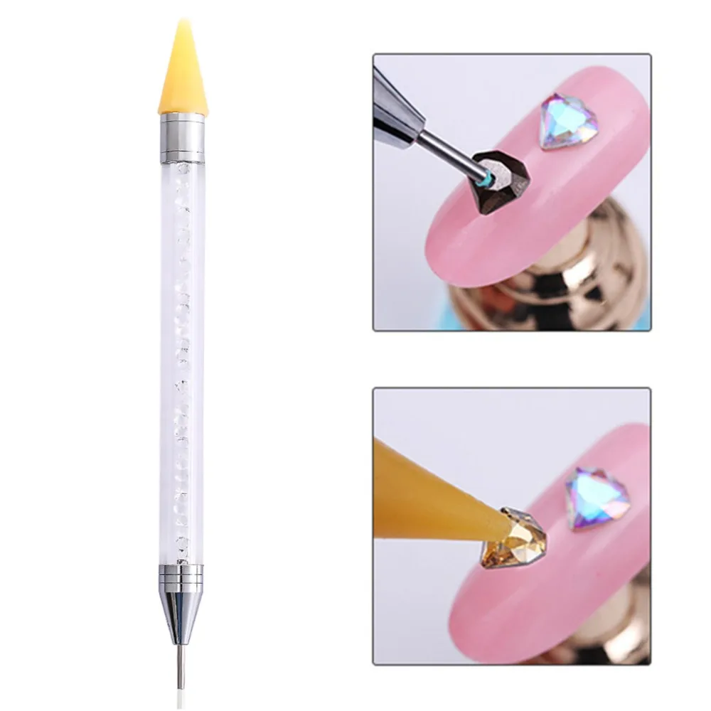 

Pandahll Manicure Nail Art Tool Dual-ended Nail Dotting Pen Crystal Beads Handle Rhinestone Studs Picker Wax Pencil