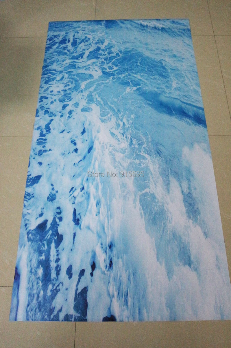 Custom 3D Floor Mural Wallpaper Sea Water Waves Floor Sticker Paintings Wear Non-slip Self-adhesive PVC Waterproof Floor Murals