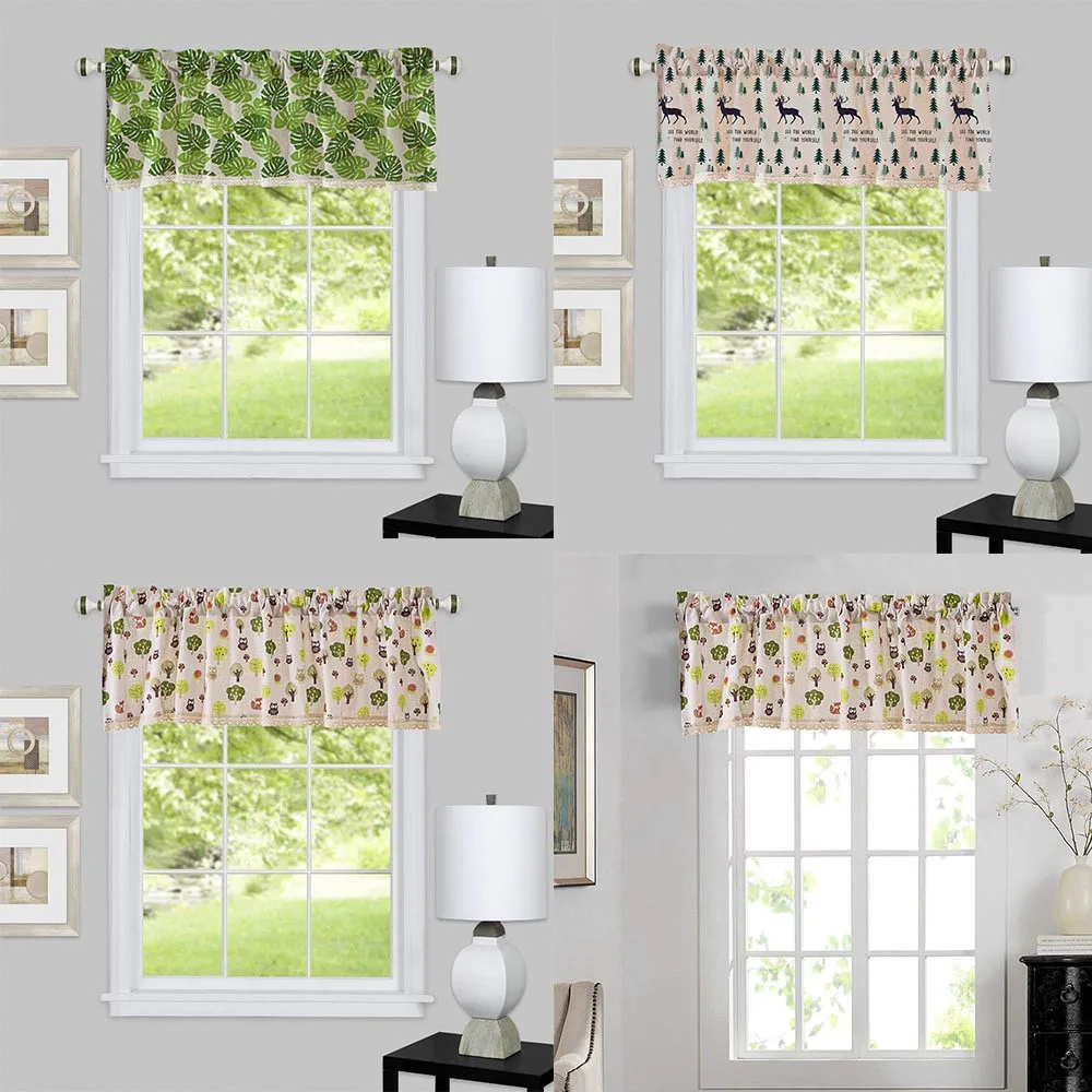 

1PCS Valance Window Curtain 74 x 60 cm Extra Wide and Short Window Treatment Kitchen Living Bathroom Curtains D6#