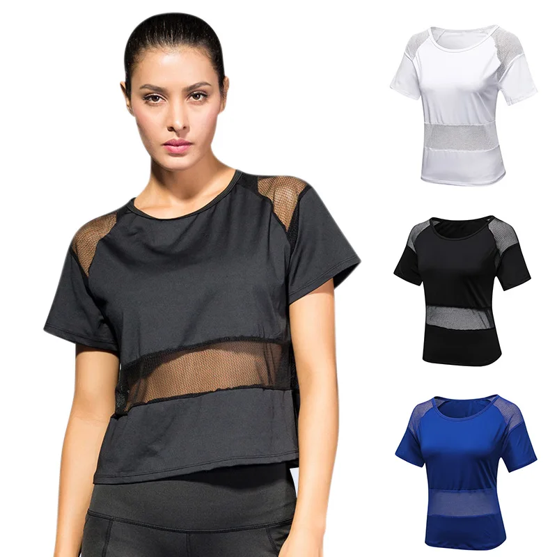 

Women Sportwear Quick-dry Breathable Splice Mesh Loose Tops for Yoga YS-BUY