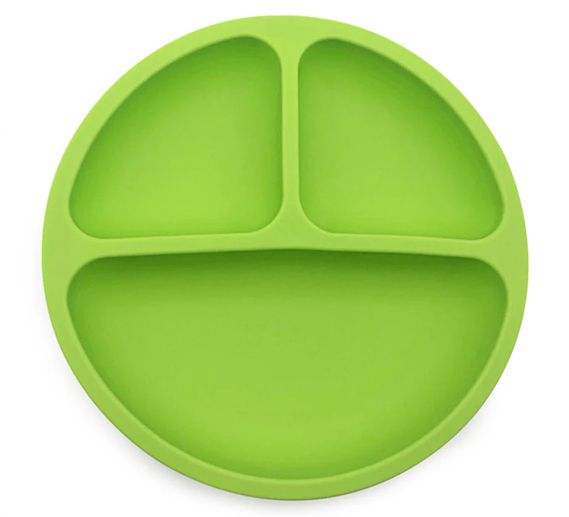 Детские Силиконовые обеденные тарелки для малышей, детская милая посуда для обеда с улыбающимся лицом, кухонные фруктовые блюда, Детские обеденные пиалы для кормления - Цвет: Plate Green