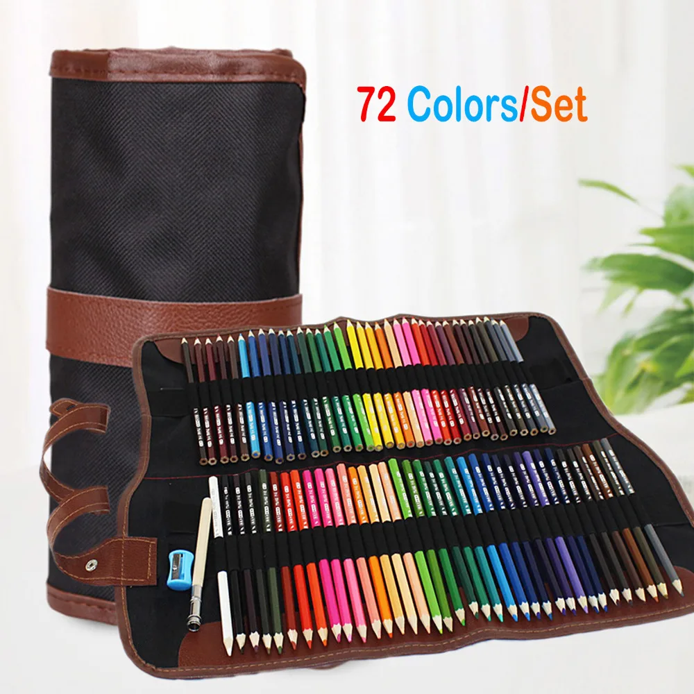 

72pcs Art Coloured Pencils with Portable Canvas Pencil Wrap Pouch for Adult Coloring Books Drawing Writing Sketching Doodling