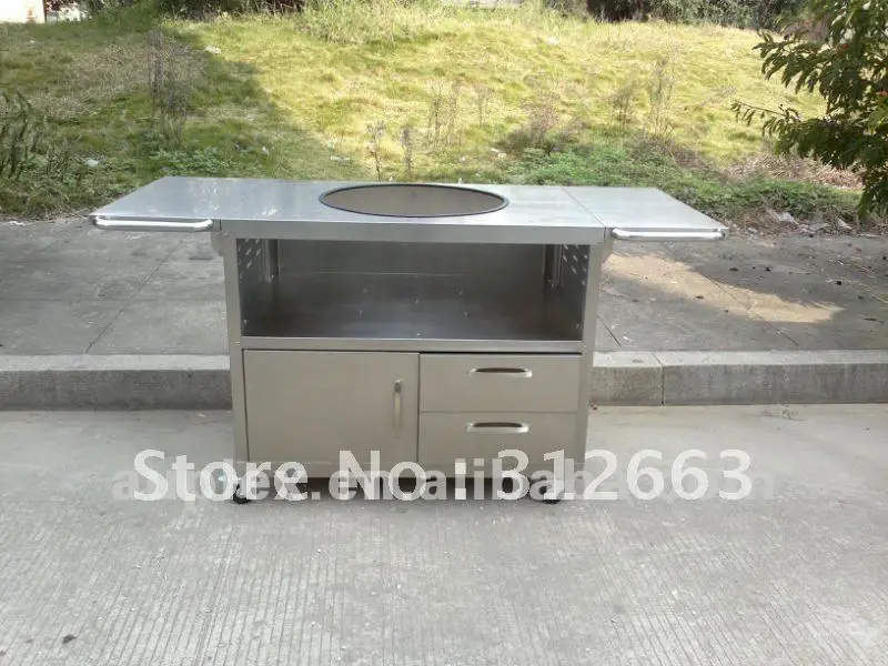 304 Stainless Steel Bbq Grill Stand With Drawer Fit For Big Green
