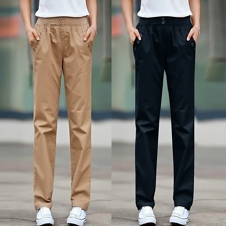 

2019 new Spring and summer Fashion casual loose plus size Elastic waist female women girls cargo pants trousers clothes
