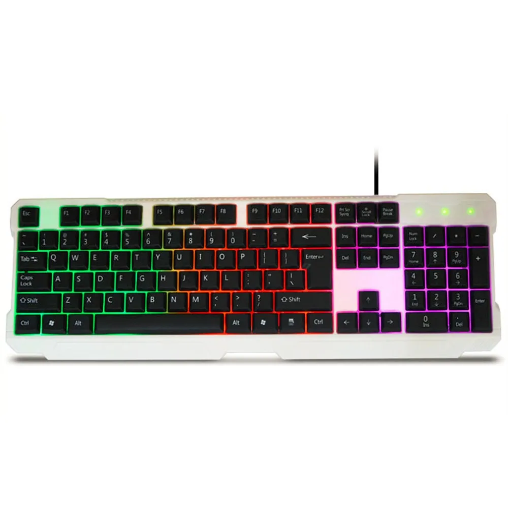 

Waterproof Ergonomically Rainbow Keyboard With Rainbow Backlight USB Wired Light Gaming Keyboard for Desktop Laptop