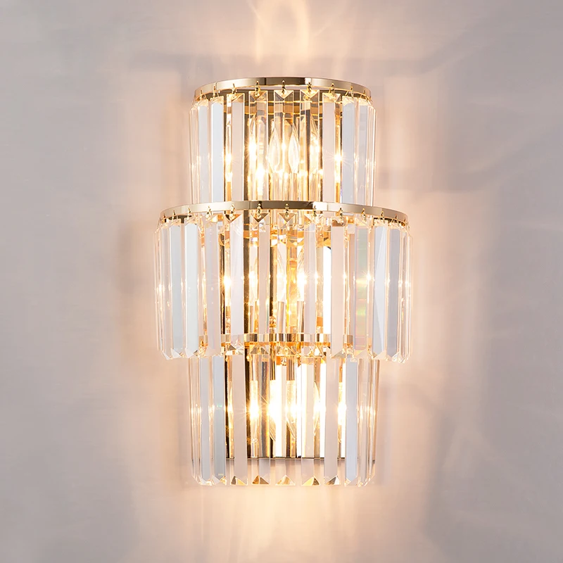

Luxury Modern Crystal Wall Light High Quality Plating Hardware Crystals Wall Lamp For Living Room Bedroom Hanging LED Sconce