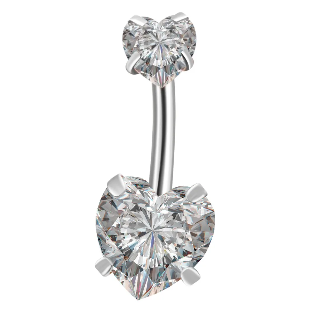 Heart Round Crystal Navel Belly Button Ring For Women Bikini Beach Party Sexy Zircon Navel Piercing Body Jewelry Shellhard