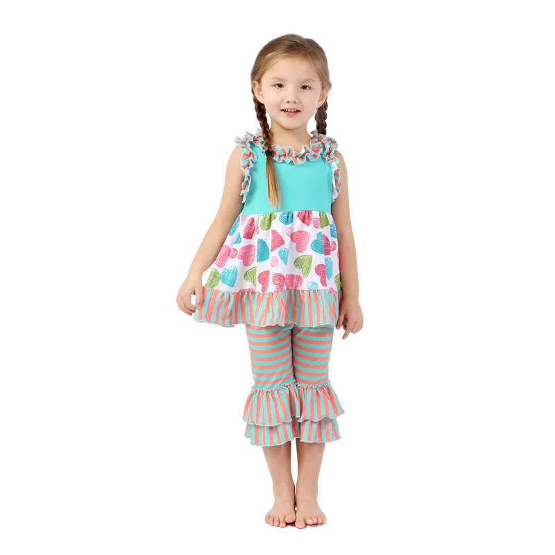 US $74.10 Kaiya Angel Valentines Day Ruffled Girls Boutique Clothing Kids Clothes Toddler Children Boy Clothing Set Factory Wholesale