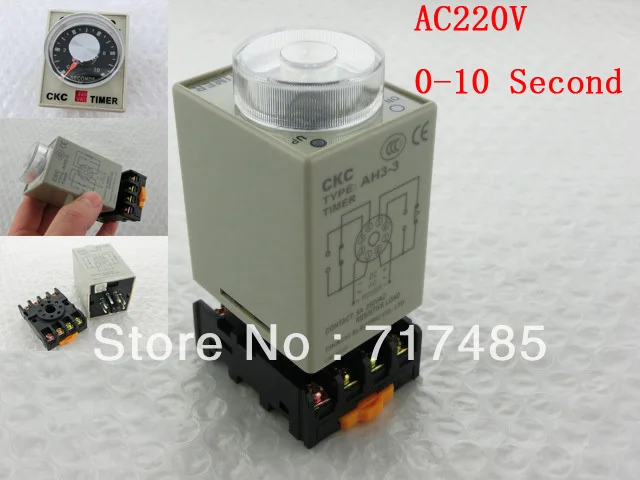

220VAC Power on Delay Timer Time Relay 0-10S AH3-3 5A With Base 100% Original