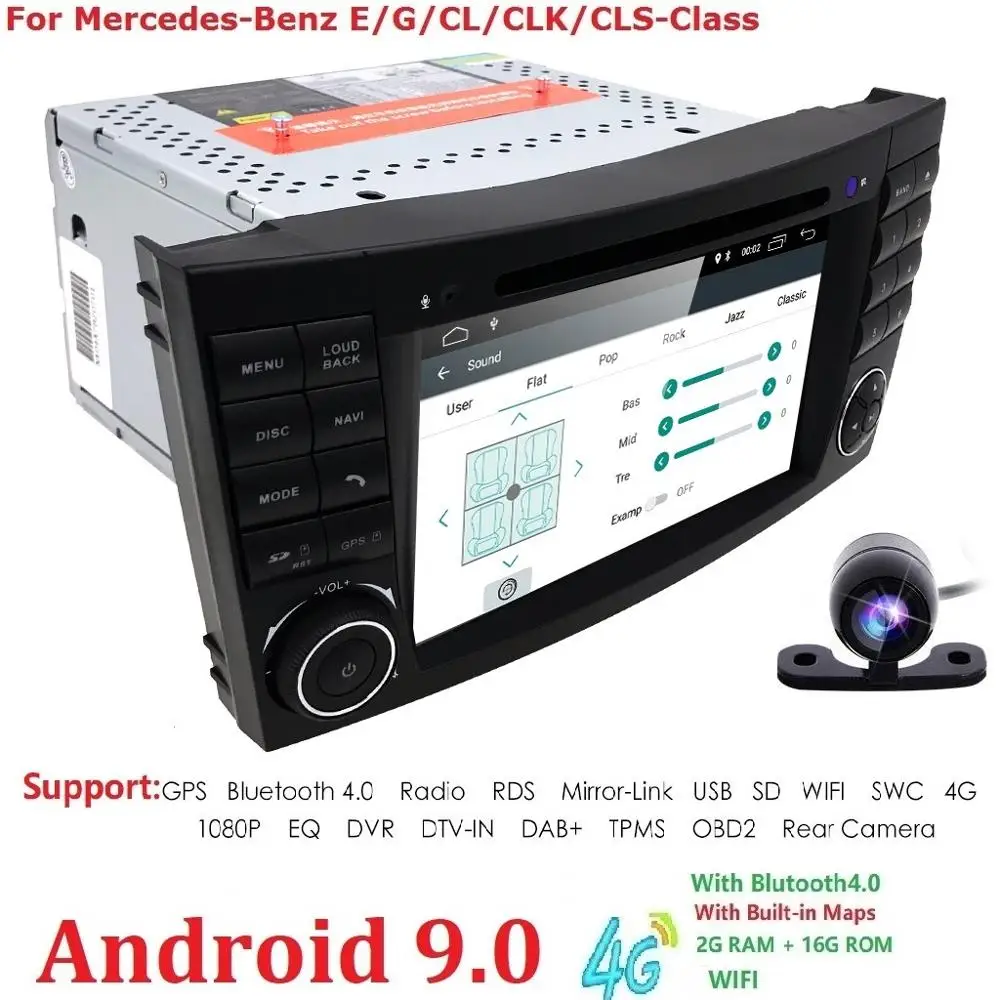 

DSP 2 Din Auto Radio Android 9.0 For Mercedes/Benz/E-Class/W211/E300/CLK/W209/CLS/W219 Car Multimedia Video DVD Player GPS DVR