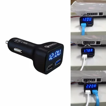 

Dual USB QC 3.0 Fast Charge Car Charger LED Voltmeter Current For iphone ipad Samsung S8 LG G5 Sony Xperia Z4 New Drop shipping