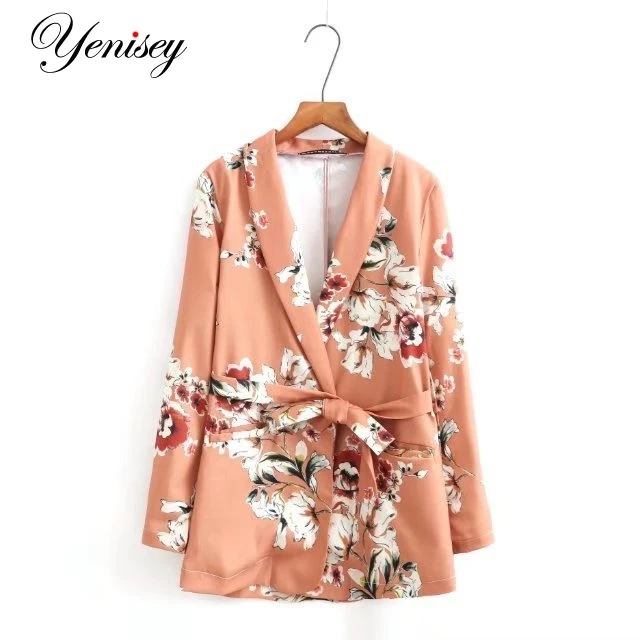 

XZ1010 / TP 2017 European and American female lapel without a lace-up accept waist printing small suit jacket W0928
