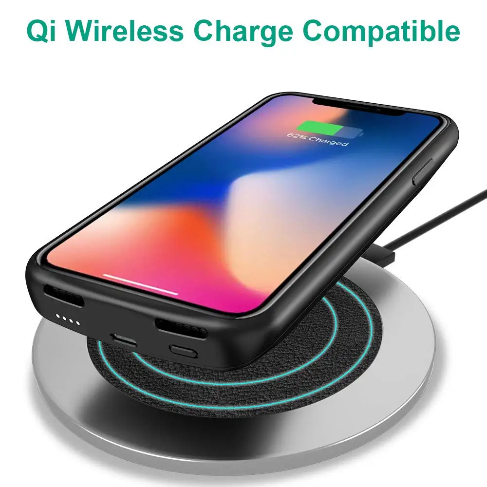Чехол NEWDERY для аккумулятора iPhone X Xs совместим с беспроводной зарядкой Qi тонкий