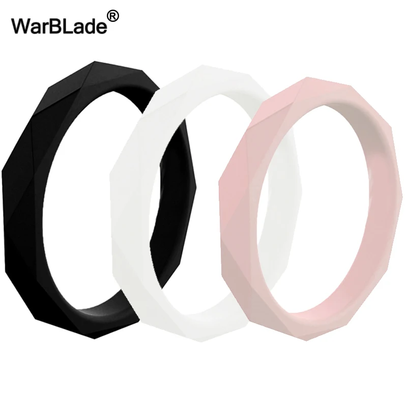 

2019 New Fashion 3mm Diamand Shape Silicone Finger Rings For Women Wedding Rings Hypoallergenic Crossfit Flexible Rubber Ring