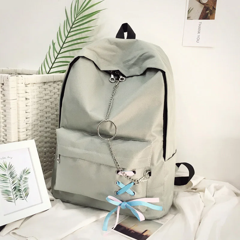 

2018 Casual Girls High Quality Backpack Bow Ribbon Oxford Leather Chain Campus Waterproof Bag WML99