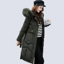 2017 winter women hooded coat fur collar thicken warm long jacket female plus size 3XL outerwear