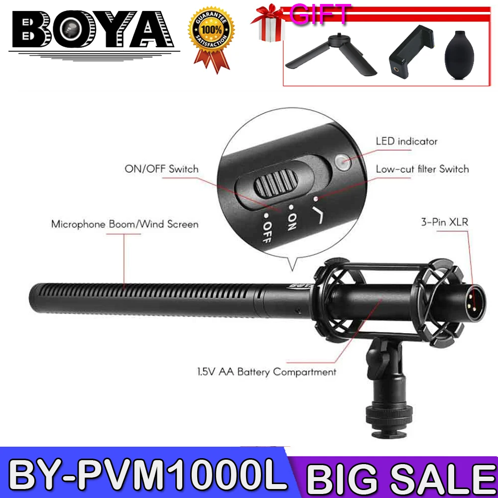

BOYA BY-PVM1000L Microphone PVM1000L Professional Condenser Mic Video Recording for Canon Nikon Sony DSLR Camera Camcorder