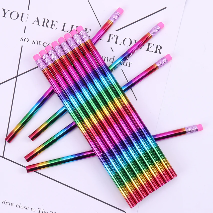 12 Pcs/Set New Rainbow Pencil Wood Environmental Protection Pencil Bright  Color Appearance Pencil School Office Writing Pencil